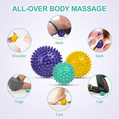URAQT Spiky Massage Ball Set, 2 Pack Physical Therapy Massage Balls, Hard Lacrosse Ball & Spiky Massage Ball for Myofascial Release and Trigger Point Deep Tissue Massage (Purple)