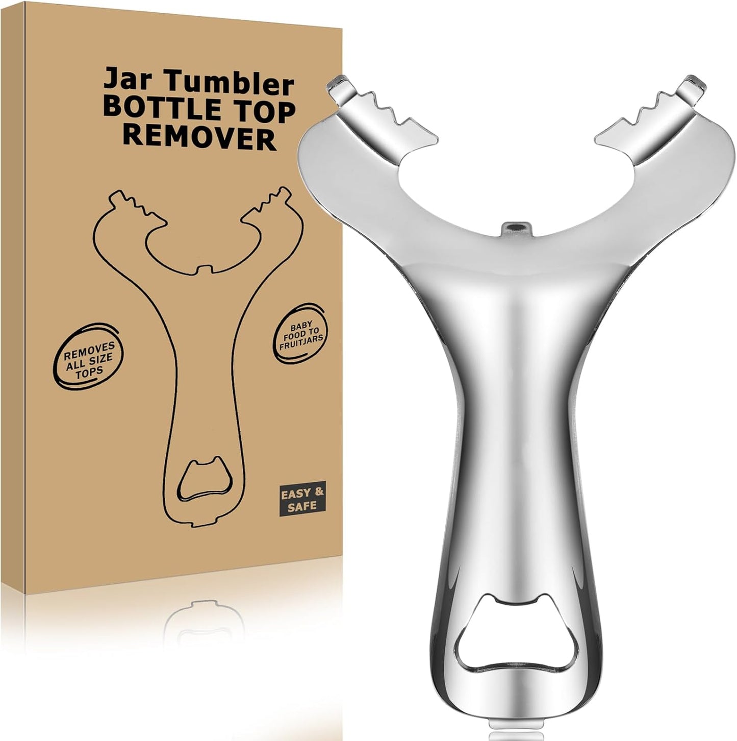 Mason Jar Opener No Lid Dents or Damage Multifunctional Tool | No dented lids,Easy twist removes any jar lid,Built in bottle opener,Comfortable grip,Built to last