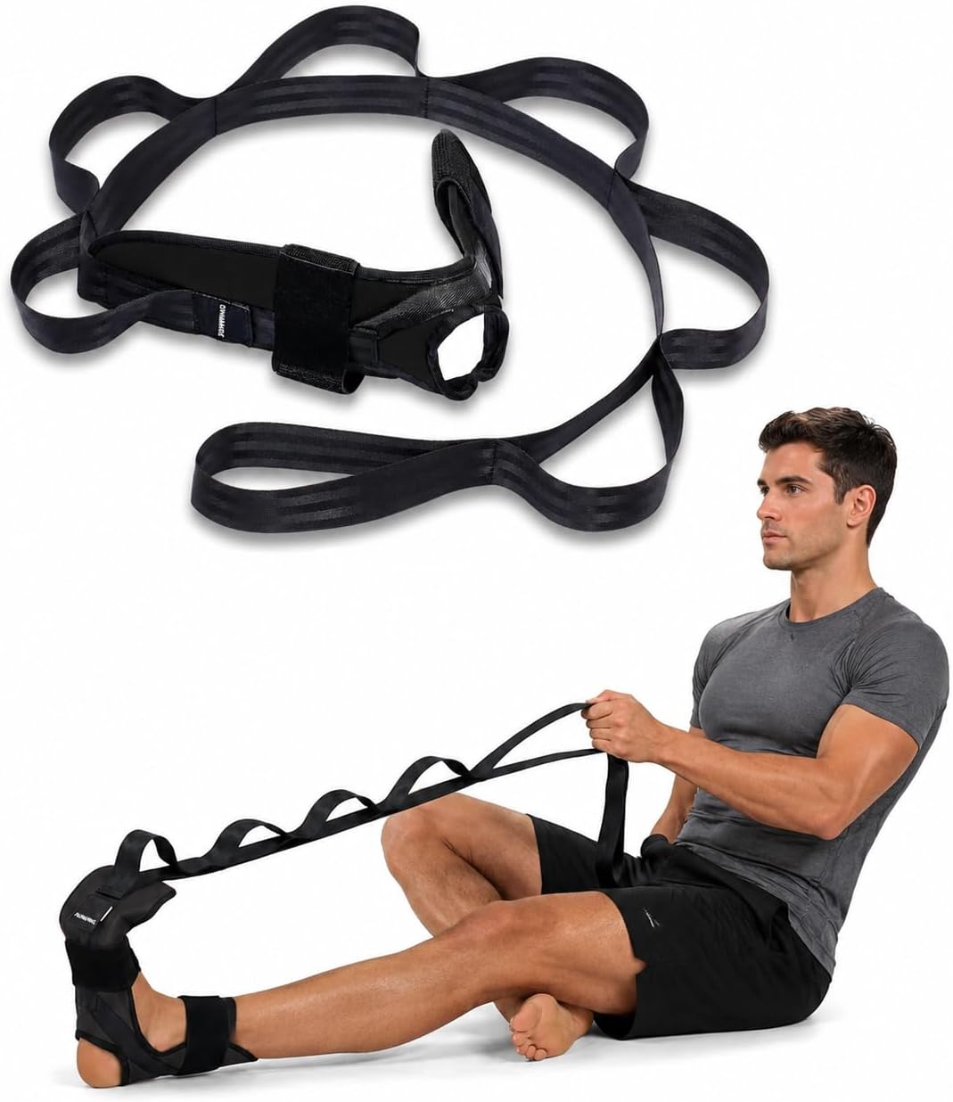 Plantar Fasciitis Stretch Strap with Foot Loop, Calf Stretcher for Achilles Tendon & Foot Pain Relief, Physical Therapy Stretching Band for Flexibility, Recovery and Rehabilitation