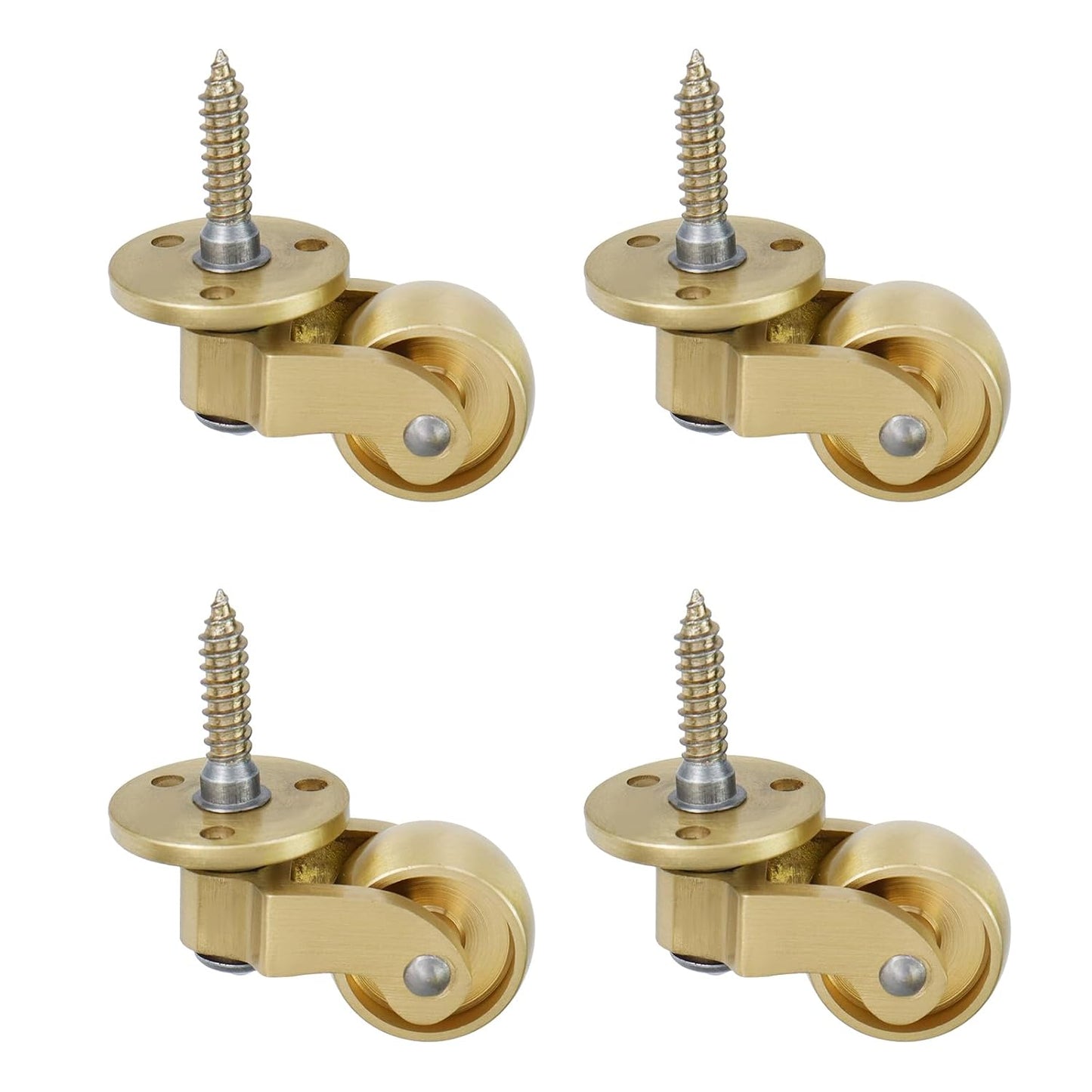 Semetall 4PCS Swivel Caster Wheels Square Cup Furniture Castors (Bronze) | 150kg Load Capacity, with Screws for Piano Feet, Sofa, Table, 1.02 Inch (26mm) Wheels