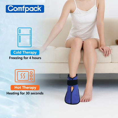 Comfpack Large Foot Ice Pack Wrap for Full Foot Ankle Pain Relief, Long Lasting Cold Ice Boot for Swelling After Surgery, Sore Feet, Broken Foot, Plantar Fasciitis, Gout, Bunion