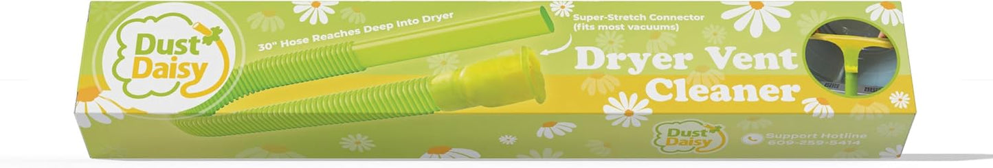 Dust Daisy Slip-On Dryer Vent Cleaner Kit, 30" Long | Vacuum Hose Attachment, Universal Connector, Lint Remover, Fits Most Vacuum Cleaners