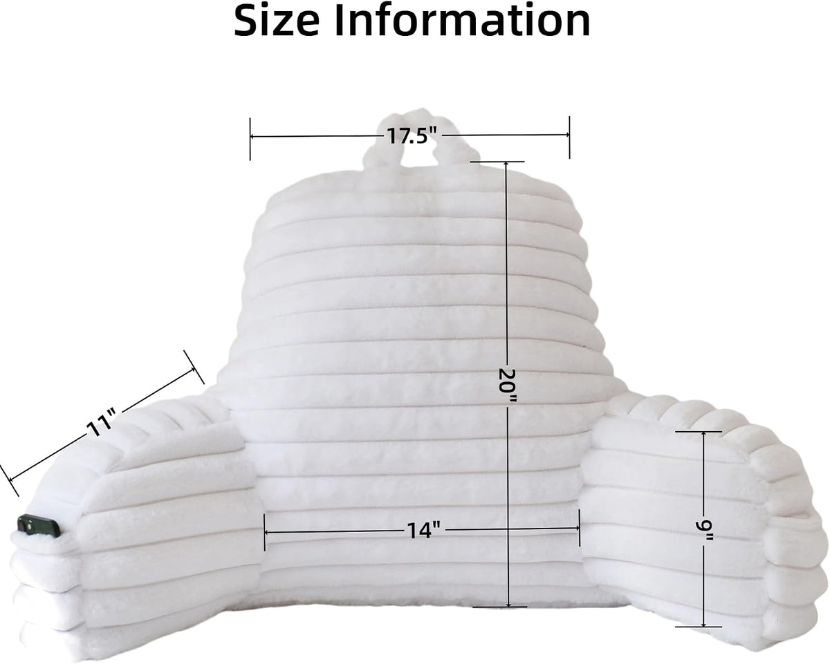 Large Reading Pillow for Adults, Back Support Pillow for Sitting Up in Bed with Arms, Couch for Lounging Bedrest, Pink