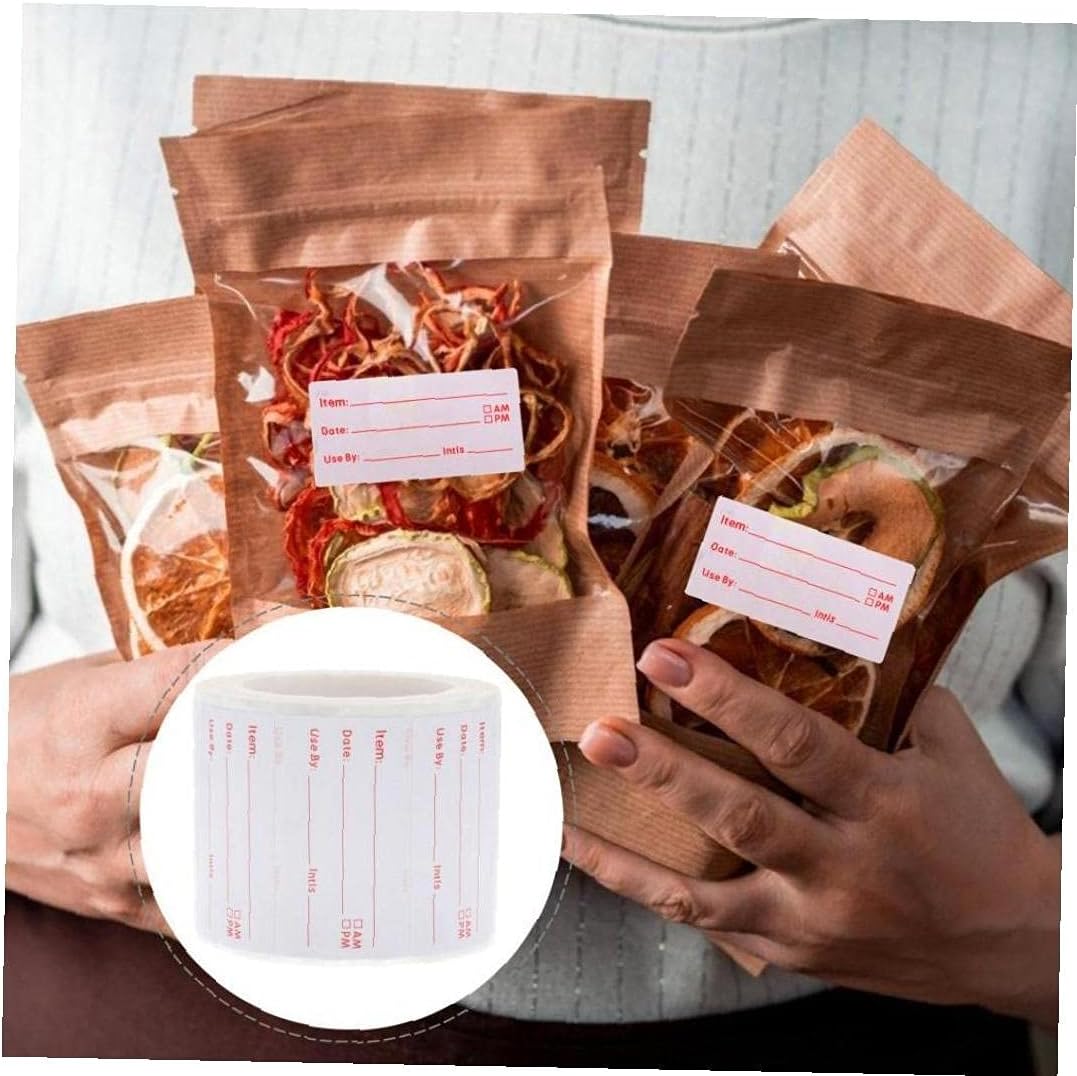 2 Rolls (1000 Pcs) Dissolvable Food Labels Food Prep Canning Labels Removable Food Stickers for Home Kitchen Restaurant