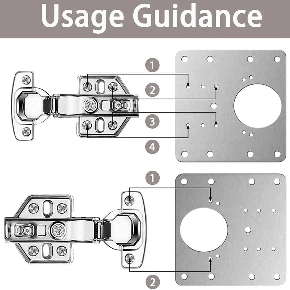 Hinge Repair Plate,10PCS Cabinet Hinge Repair Plate with Customized Screws,Stainless Steel Kitchen Cupboard Door Hinge Repair Brackets with Holes for Kitchen Cupboards Door