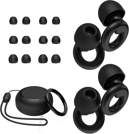 JUSTRVN Ear Plugs for Sleeping,2 Pairs of Stylish Reusable Noise Reduction Earplugs with 8 Pairs Tips & case,Hearing Protection Earplugs for Concert,Travel,Work,Live Events - 25dB-30dB