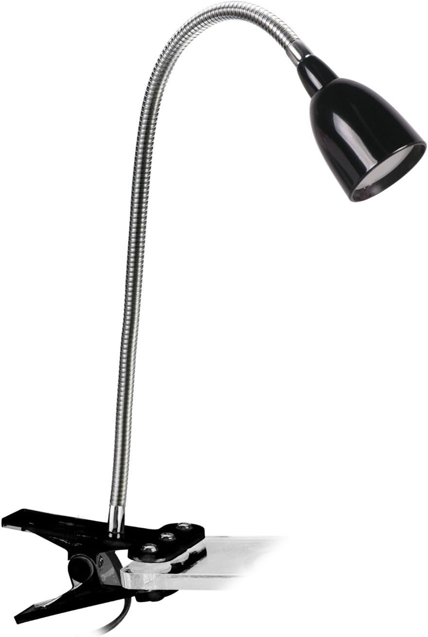 Newhouse Lighting NHCLP-LED-BLU Blue Metal Flexible Clamp-Style LED Goose Neck Desk Lamp in 3000K Warm White Color Temperature with Power Adapter and 6 ft. Power Cord