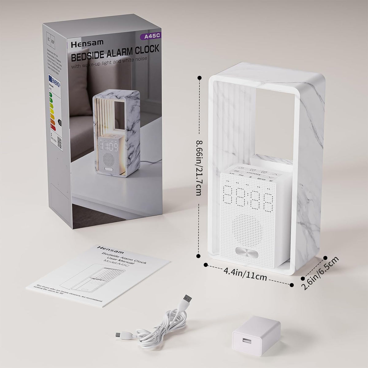 Hensam Sunrise Alarm Clock with 20 White Noise & Night Light for Bedroom