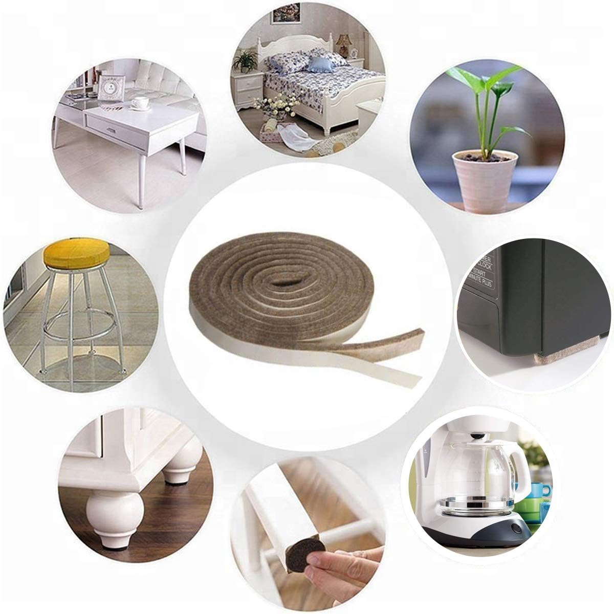 Self Adhesive Felt Furniture Pads: Furniture Sliders for Hardwood Floors, Chair Leg Floor Protectors, Heavy Duty Felt Strip Roll for All Hard Surfaces, 1/2" x 60" Roll, Beige