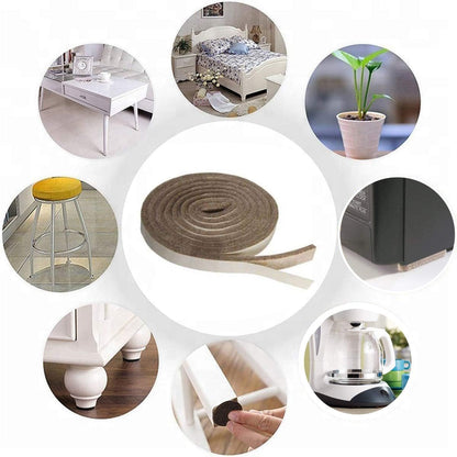Self Adhesive Felt Furniture Pads: Furniture Sliders for Hardwood Floors, Chair Leg Floor Protectors, Heavy Duty Felt Strip Roll for All Hard Surfaces, 1/2" x 60" Roll, Beige