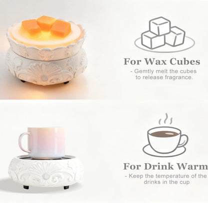 ASAWASA 2PCS Smart Candle Warmer for Large Jar, Coffee Mug Warmers, with Gravity Switch Auto Shut-On/Off, Safely and evenly Release The Aroma, Keep The Drink Warmth, Best Ideals Valentines Day Gifts
