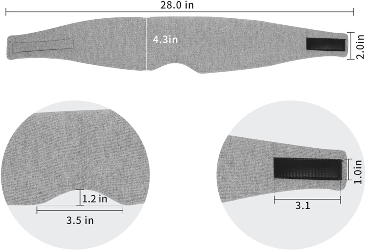 Sleep Mask for Men Women,100% Cotton Sleep Eye Mask with Fully Adjustable Strap, 100% Light Blocking Eye Mask for Sleeping, 0 Pressure Eye Covers for Travel Yoga Nap (Gray)