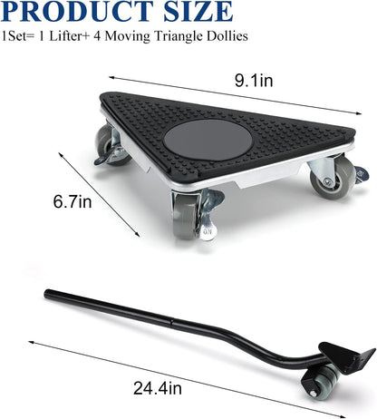 Furniture Moving Set for Hard Floor Surfaces, Move Heavy Furniture Quickly & Easily,(1 Lifter Tool & 4 Heightening Block)