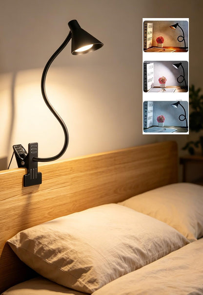 Clip on Light, Eye Care Reading Lights for Books in Bed 3 Color Modes & 10 Brightness Clip on Lamp Reading Book in Bed with Auto Timer, Reading Light for Bed Headboard Desk Bedside Dorm - Pink
