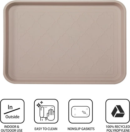WATANIYA PET Boot Tray for Entryway Indoor, Heavy Duty Shoe Mat Tray 2 Packs, 16.7"x12.8" Waterproof Shoes Trays with Raised Edge, Outdoor Multi-Purpose Mats for Boots, Garden, Pets