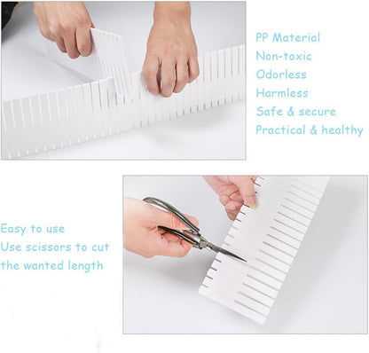 Onerbuy 8pcs Adjustable Grid Drawer Dividers DIY Plastic Closet Separator Tidy Organizer Container 32.5 * 7cm/ 12.8 * 2.8inch for Underwear Socks Belt Office Supplies(Transparent White)