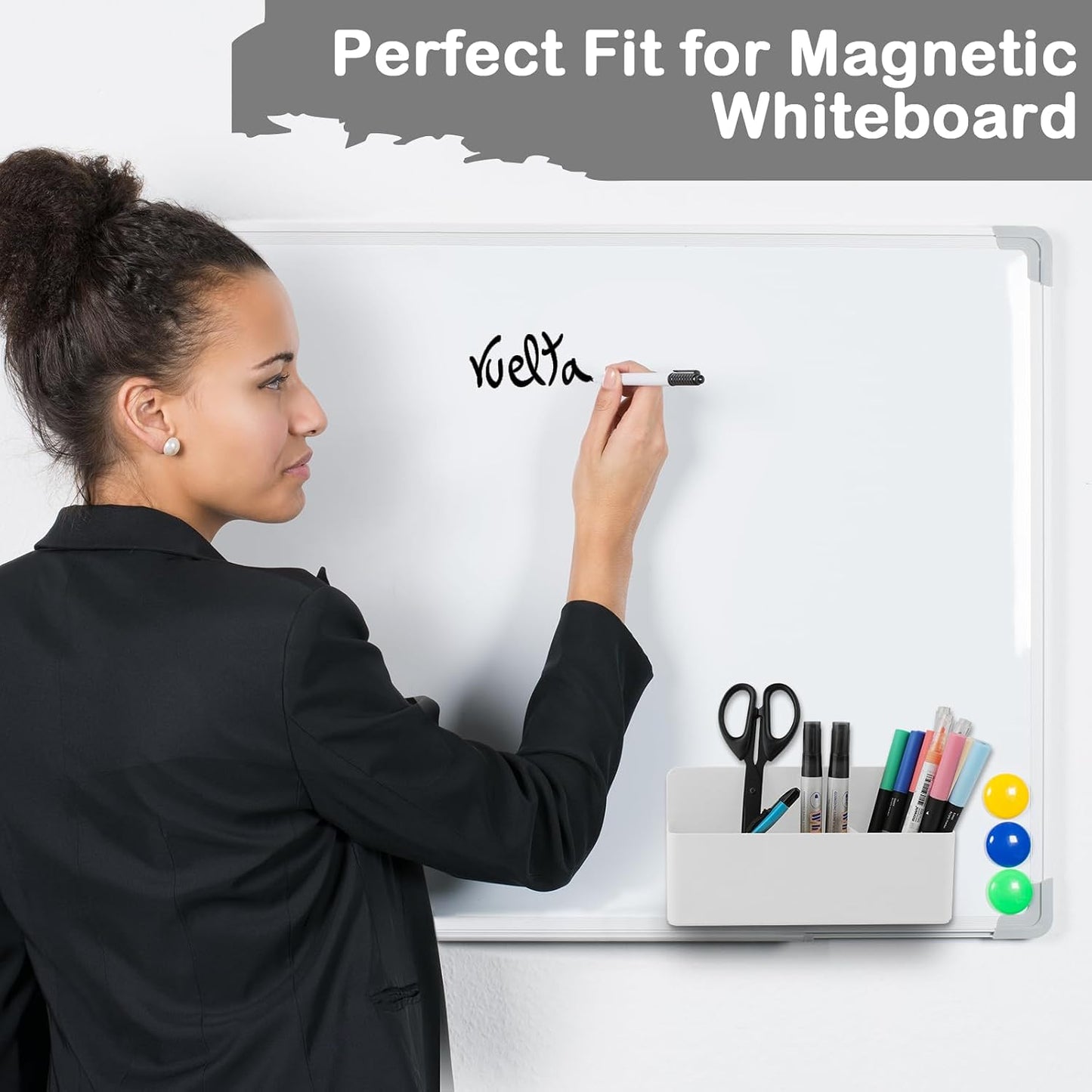KITANIS Magnetic Pen Holder,2 Pack Magnetic Dry Erase Marker Holder with Generous Compartments,Strong Magnet Storage Marker Pen Pencil Organizer for Refrigerator,Whiteboard,Locker Accessories