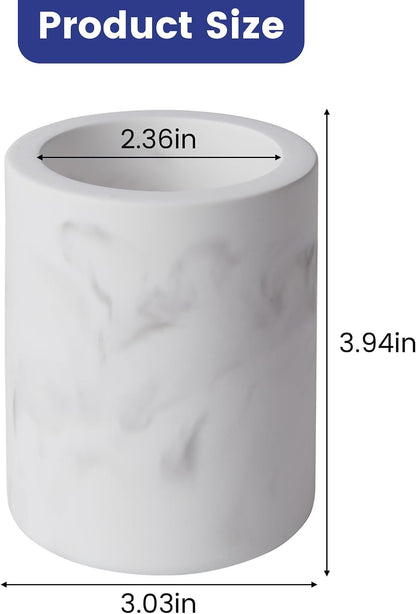 Drying Stone Toothbrush Holder, Diatomite Toothbrush Holders for Bathroom Counter, Quick Drying Electric Toothbrush and Toothpaste Holder Bathroom Organizer, Marble White