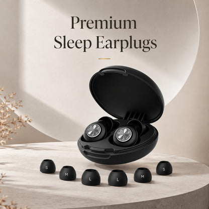 HEKKE 45dB Ear Plugs for Sleeping, Soft Silicone for Side Sleepers, 4 Sizes | Reusable soft silicone with XS/S/M/L sizes for side sleepers, concerts, flights and hotels; carrying case included.