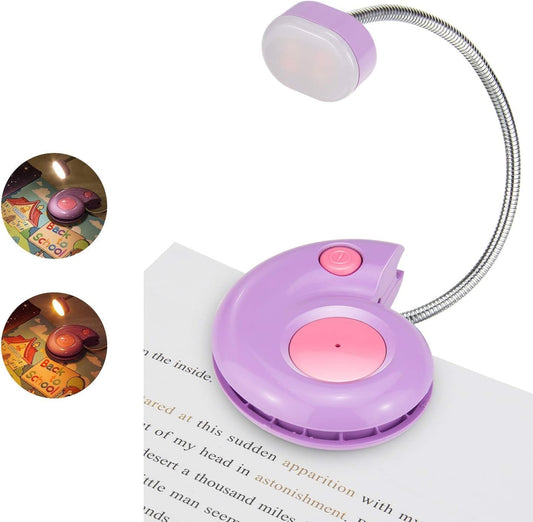 LUXSWAY Rechargeable Reading Light for Kids, LED Book Light with Magnetic Clip and Flexible Gooseneck, Cute Amber Bookmark Light - Violet
