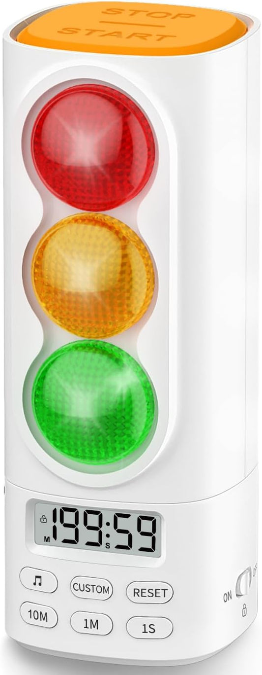 Digital Traffic Light Timer, Custom Countdown, ADHD Tool, Volume & 4 Rings