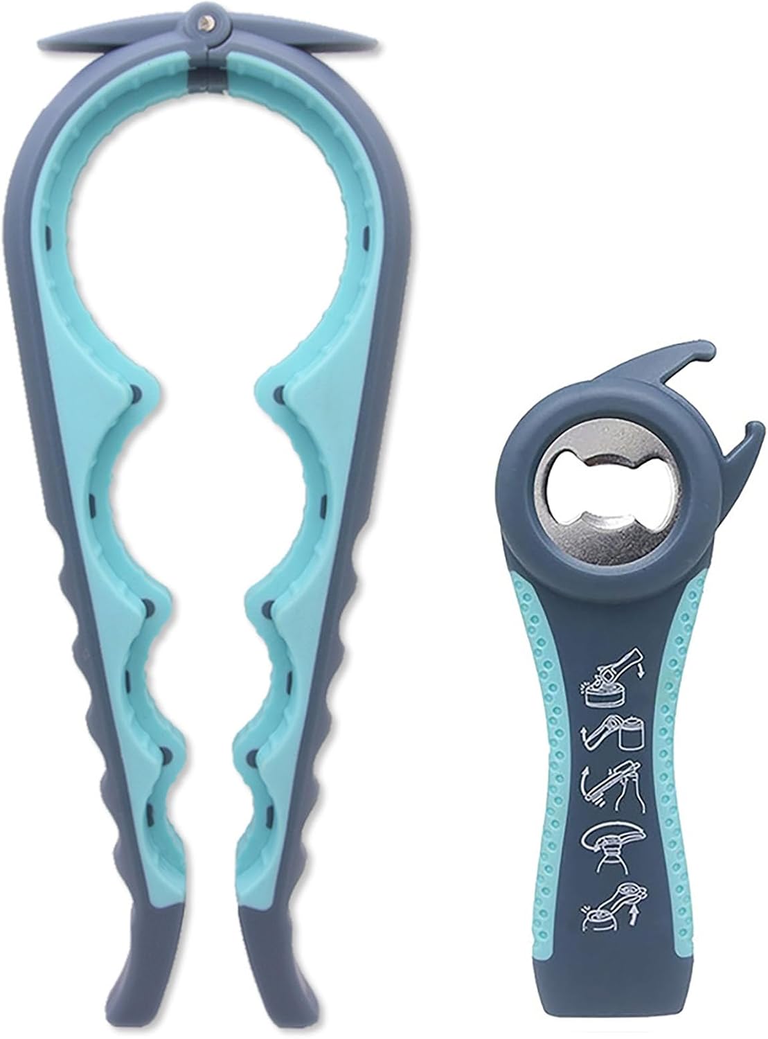 Jar Opener for Seniors with Arthritis,Jar Opener for Weak Hands,5-in-1 Bottle Opener,4-in-1 Can Opener (A-Blue)