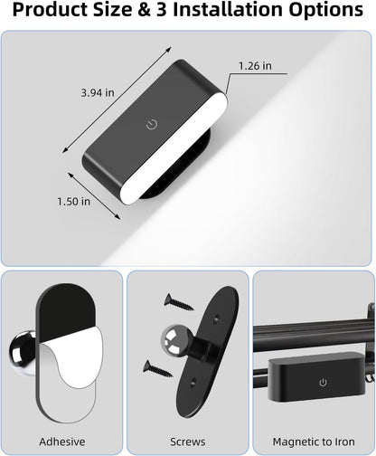 Battery Operated Wall Sconce Set of 2, Rechargeable LED Wall Mounted Light with Remote Control, Stick On Magnetic Wall Lights for Bedroom, 3 Modes Dimmable Bedside Reading Wall Lamps for Bedroom | Rechargeable Wall Lights, 3 Lighting Modes, Easy Stick-on