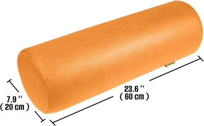 2 Pack Neck Roll Pillow, High-Density Foam Cylinder Bolster Pillow for Neck, Back & Lumbar Support, Ergonomic Round Pillow for Side Sleepers, Sleeping, Removable Washable Cover (7.9''x23.6'' Orange)