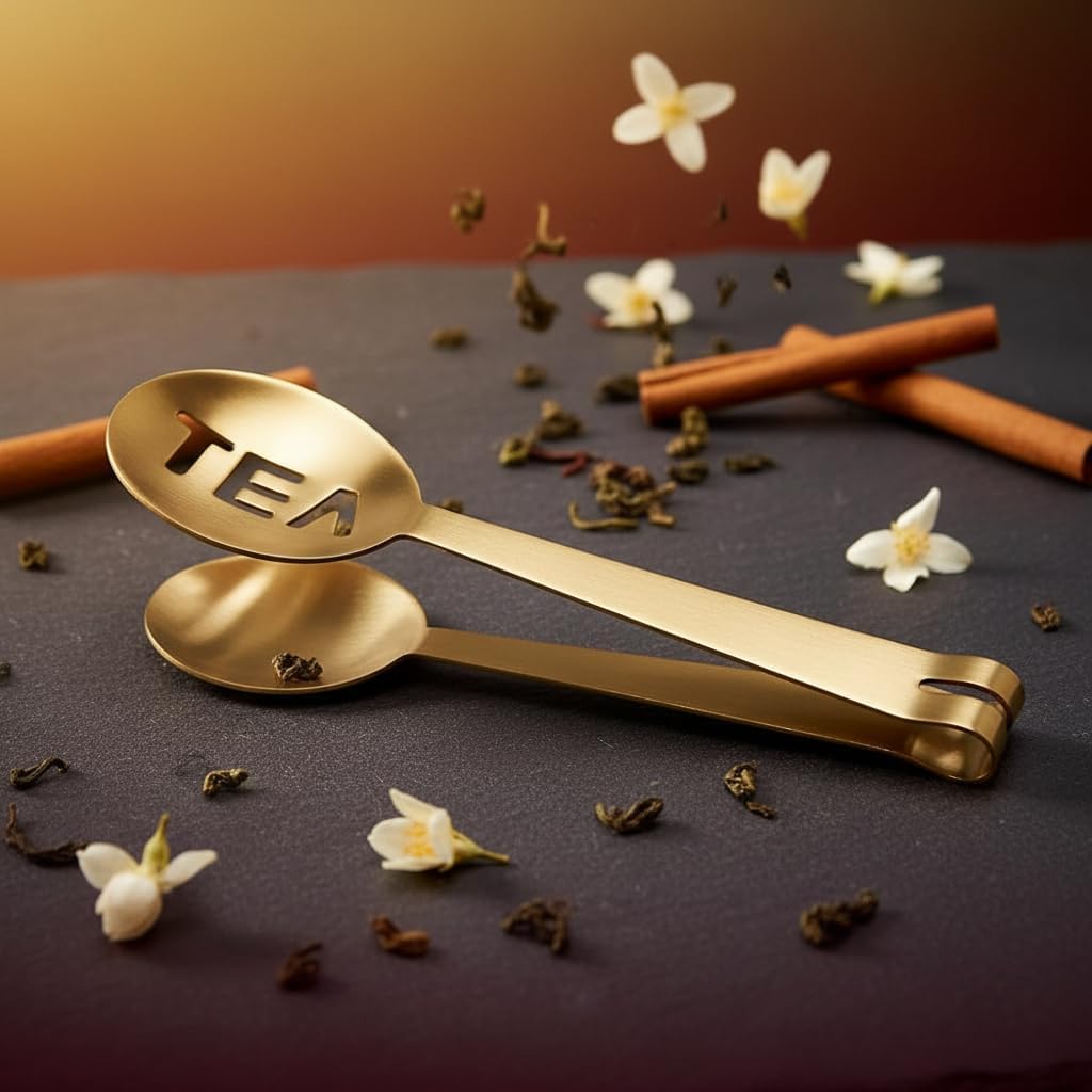 Tea Bag Squeezer Tongs,Tea Bag Squeezer,Tea Tongs,Stainless Steel Tea Tongs,Round Tea Filter Clamp,Tea Bag Strainer Clip Tea Bag Holder for Gripping Tea Strainer Spoon for Ice Sugar Cubes Bar (Gold)