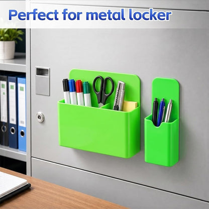 Magnetic Pen Holder, 2 Pack Magnetic Dry Erase Marker Holder, Black Strong Magnetic Marker Holder Pen Pencil Organizer for Whiteboard, Refrigerator, Office, Locker Accessories, Classroom Must Haves