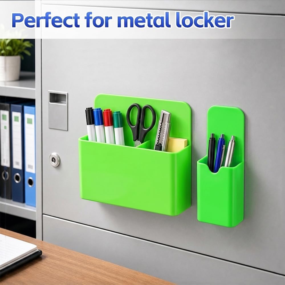 Magnetic Pen Holder, 2 Pack Magnetic Dry Erase Marker Holder, Black Strong Magnetic Marker Holder Pen Pencil Organizer for Whiteboard, Refrigerator, Office, Locker Accessories, Classroom Must Haves