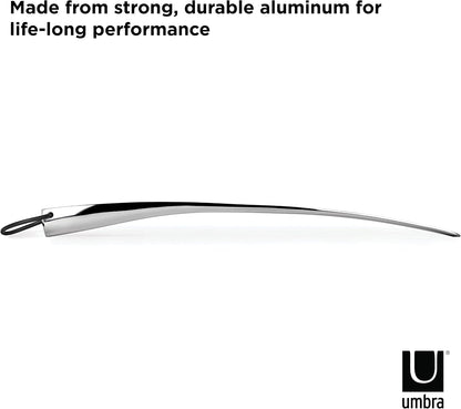 Umbra Shoehorn Premium Silver Long-Handled Metal 18 Inch Horn Stick for Men, Women, Kids, Boots Stainless Steel Heavy-Duty Shoes Remover, Aluminum, 0.4 x 0.4 x 0.4