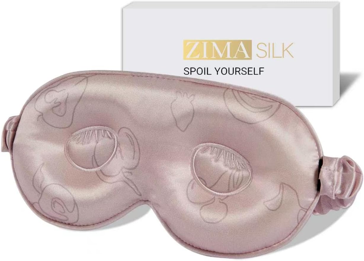 ZIMASILK Adjustable 22 Momme 100% Pure Mulberry Silk Sleep Mask, 3D Contoured Cup Eye Mask for Sleeping, Super Soft Breathable Blindfold, Perfect Blocks Light for Sleeping (Black)