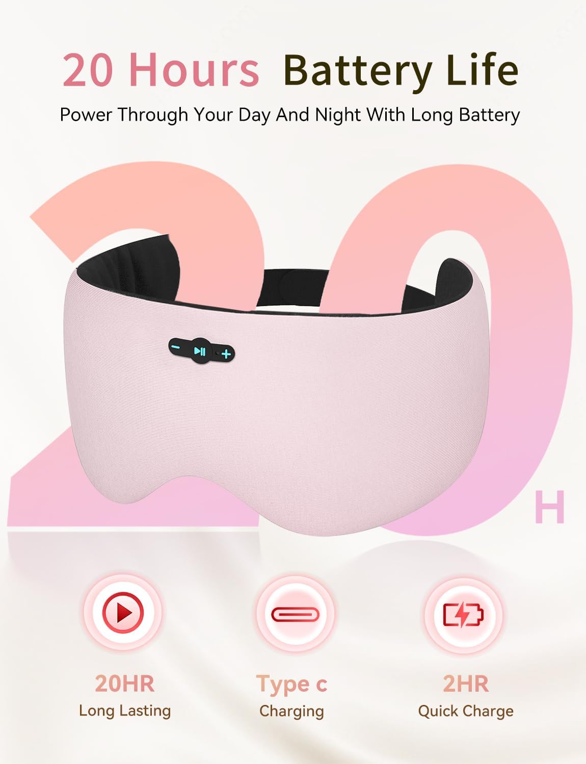 Sleep Headphones Bluetooth 6.0 Sleep Mask for Side Sleepers, 20H Playtime