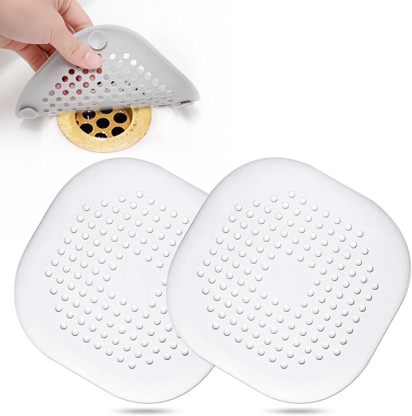Bovinde Hair Drain Catcher,Square Cover for Shower 2 Pack (Black) | Drainer Cover Silicone Hair Stopper with Suction Cups,Protector Accessories,Easy to Install Suit for Bathroom,Bathtub,Sink