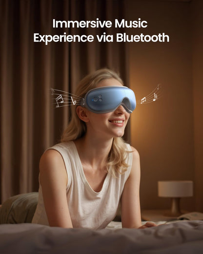 RENPHO Eyeris 1 Eye Massager with Heat, Sleep Mask with Remote Control | Vibration & Compression for Eye Strain and Head Tension, Bluetooth Music, FSA Eligible HSA, Black