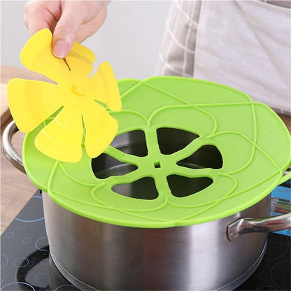 2pcs Silicone Spill Stopper Lid - Flower Shape Cover For Pots And Pans - Kitchen Cooking Accessories(Green)