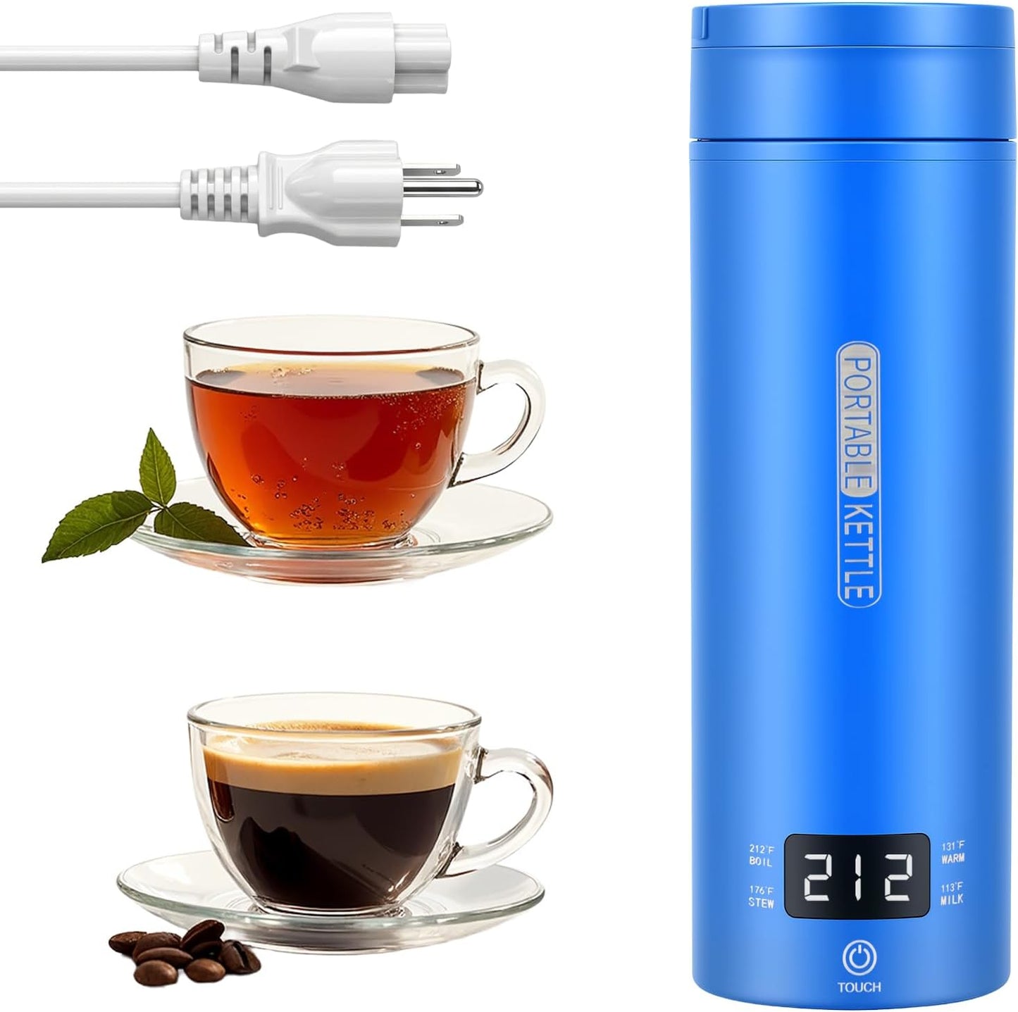 Portable Electric Kettle （120V）, Travel Tea Kettle, 316 Stainless Steel Premium Liner, 4-speed Temperature Adjustment with Auto Shut-off and Boil-Off Protection black
