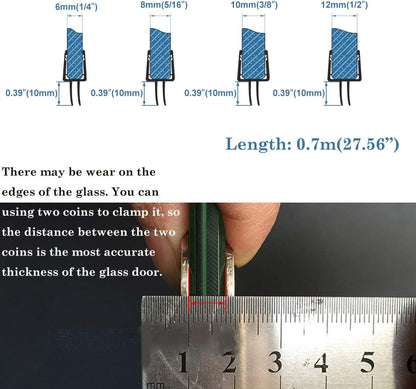 Frameless Glass Shower Door Sweep for 3/8" Glass, Bottom Seal with Drip Rail, 27.5" Long