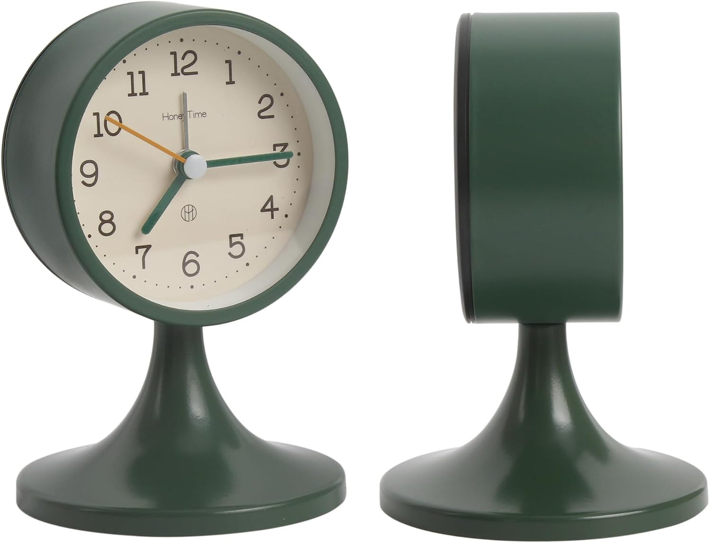 3" Round Quartz Analog Metal Alarm Clock Silent Non Ticking Desk Clock