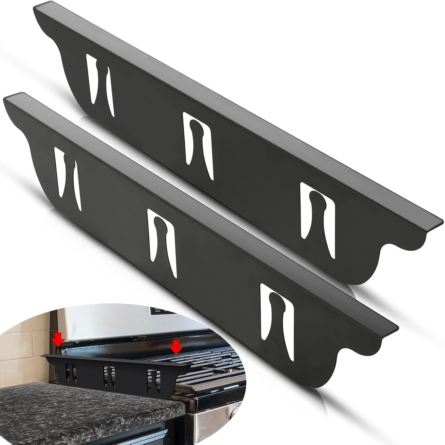 Stove Cover, Stove Guard, Stainless Steel Stove Gap Covers, Heat Resistant & Easy to Clean Stove Counter Gap Cover, Kitchen Stove Counter Gap Cover Eliminates Gap Between Counter & Appliances (2 pcs)