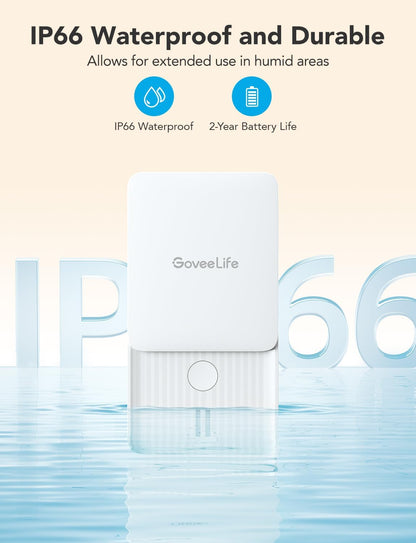 GoveeLife Water Leak Detectors with Leak and Drip Alerts, 3 Pack | 100dB Adjustable Audio Alarm, 5-Year Battery Life, IP66, Detector for Home, Bedrooms, Basement, Warehouse, Cabin/RV