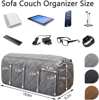 Remote Control Holder for Armchair, Armchair Caddy TV Remote Holder for Recline 14 Pockets, Non-Slip Remote Caddy Couch Caddy Organizer for TV Remote, Phone, Magazine (Brown)