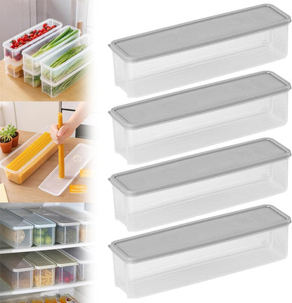 Storage & Crisper Boxes, 35oz Stackable Airtight Keeper for Refrigerator and Fridge, Food Storage Containers with Lids Keep Fresh for Spaghetti Salad Lettuce Herb Fruit Vegetable Cheese Bacon (Blue)