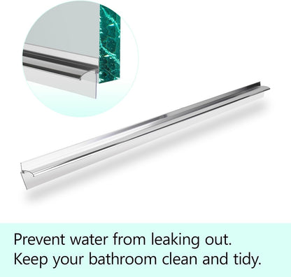 25" Shower Door Bottom Deflector for Chrome Framed Shower Door | Drip Rail Replacement with Vinyl Sweep,Attach pre adhesive installation tape and screws