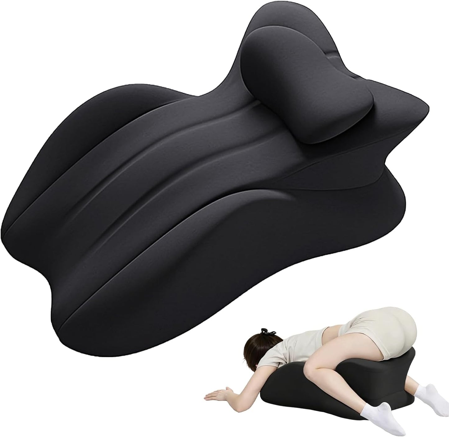 Memory Foam Wedge Pillow, 27° Angled Ergonomic Contoured Intimacy Couples Positioning Pillow for Reading, Back & Neck Support, Multi-Functional Body Support Cushion with Removable Cover