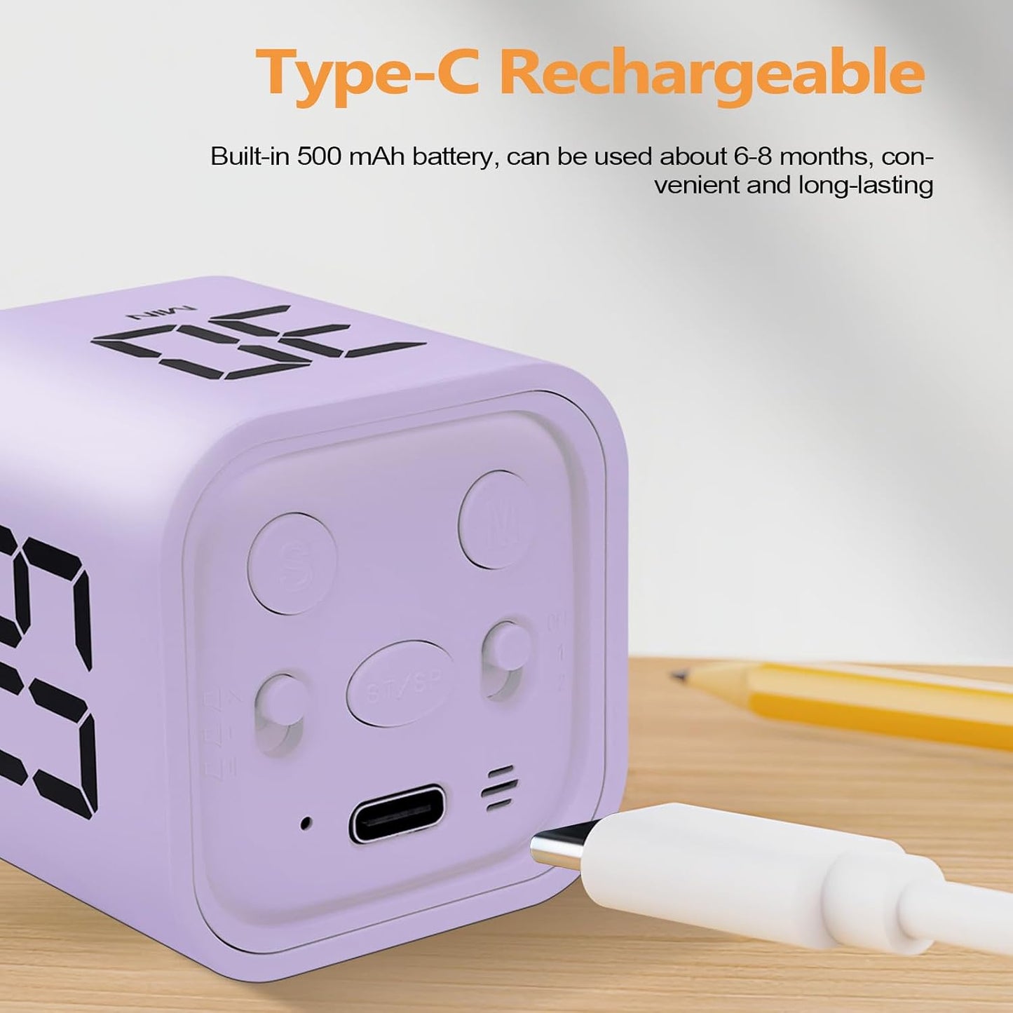 GuDoQi Multi-Function Cube Timer, 5/10/30/60 Min & Custom Count Down, Included Pause & Resume Feature, Silent, Vibrate & Adjustable Sound Alarm for Productivity in Tasks, Study & Kitchen, Purple
