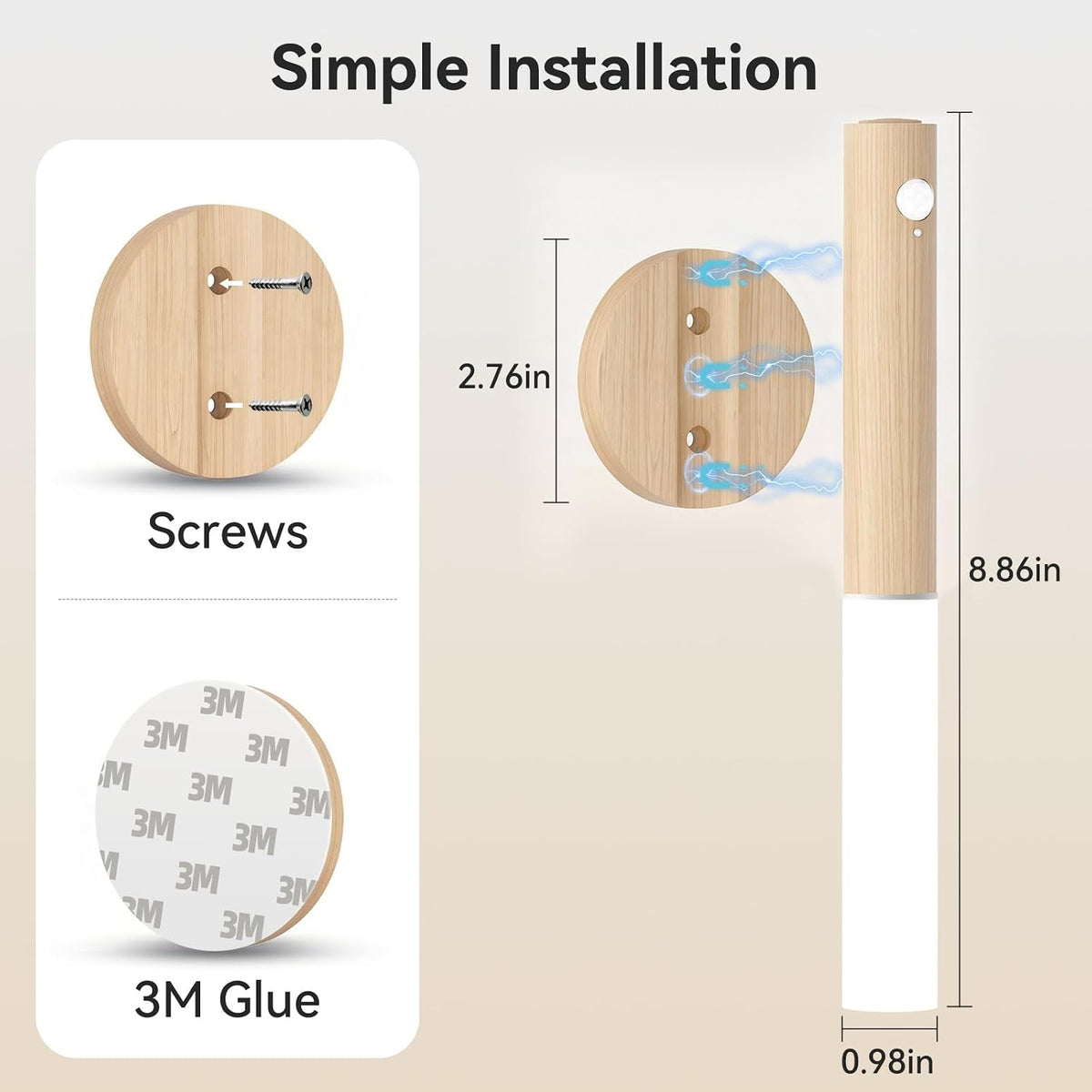 iThird Motion Sensor Light Indoor, 2200mAh Rechargeable Wall Sconce