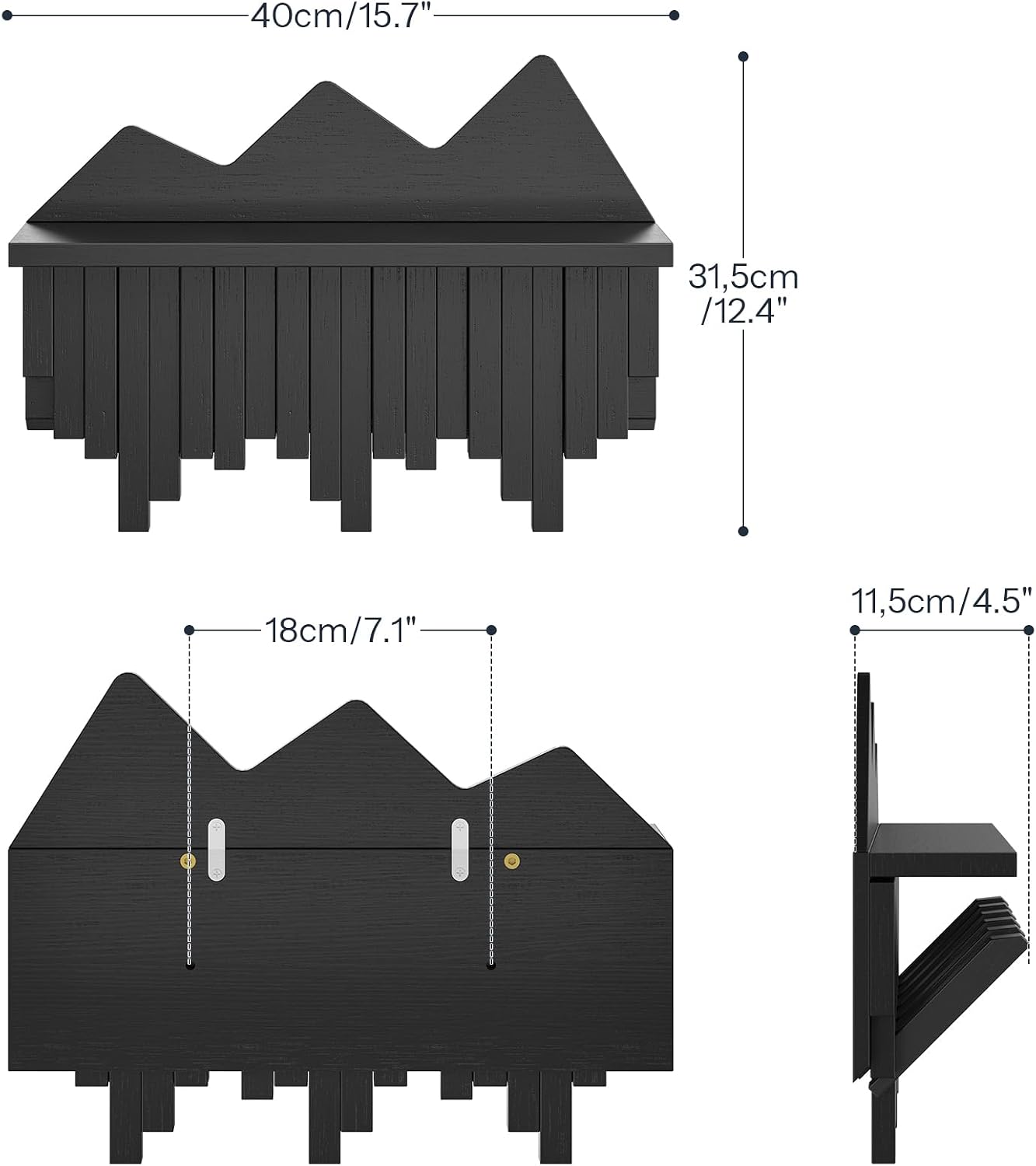HOOBRO Wall Hooks with Shelf, Coat Rack with Shelf Wall-Mounted, Entryway Wall Key Holder, Hat Rack for Walls, Purse Hanger for Wall, Entryway Hanging Shelf with 6 Retractable Pegs, Black BK46YM01