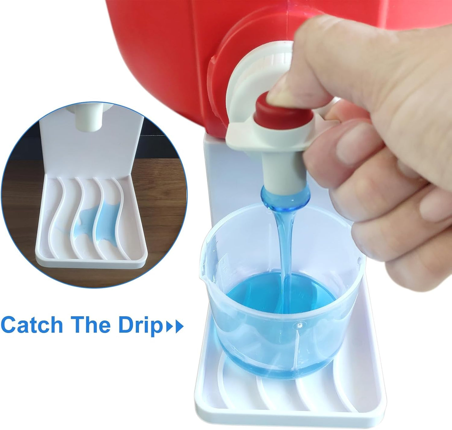 Laundry Detergent Cup Holder, Fabric Softener Soap Dispenser Drip Catcher, Liquid Spigot Container Plastic Sheet Saver Stand Station Laundry Cup Stand Container White